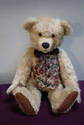 A New Zealand Natural Mohair Bear With Waist Coat By Robin Rive 