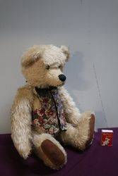 A New Zealand Natural Mohair Bear With Waist Coat By Robin Rive 