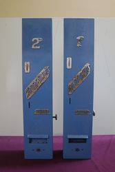 A Pair Of Wall Mounted Vending Machines FOr Matches + Woodbines Cigarettes 