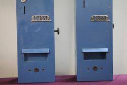 A Pair Of Wall Mounted Vending Machines FOr Matches + Woodbines Cigarettes 