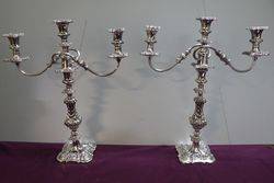 A Quality Pair Of Antique Silver Plated 3 Branch Candelabras 