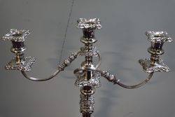 A Quality Pair Of Antique Silver Plated 3 Branch Candelabras 