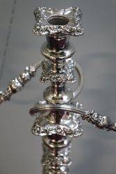 A Quality Pair Of Antique Silver Plated 3 Branch Candelabras 