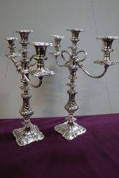 A Quality Pair Of Antique Silver Plated 3 Branch Candelabras 