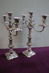 A Quality Pair Of Antique Silver Plated 3 Branch Candelabras 
