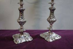 A Quality Pair Of Antique Silver Plated 3 Branch Candelabras 