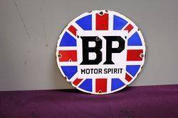 A Rare 1920s Small Round BP Motor Spirit Enamel Sign