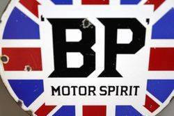A Rare 1920s Small Round BP Motor Spirit Enamel Sign
