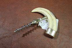 A Rare Silver Mounted Horn Corkscrew By Asprey Chester 1927