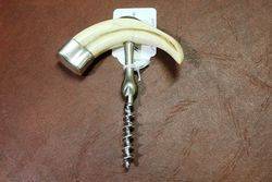 A Rare Silver Mounted Horn Corkscrew By Asprey Chester 1927