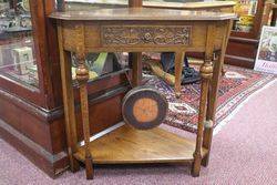 A Rare and Unusual Early 20th Century English Oak Corner Table Dinner Gong 