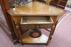 A Rare and Unusual Early 20th Century English Oak Corner Table Dinner Gong 