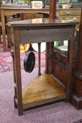 A Rare and Unusual Early 20th Century English Oak Corner Table Dinner Gong 