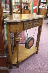 A Rare and Unusual Early 20th Century English Oak Corner Table Dinner Gong 