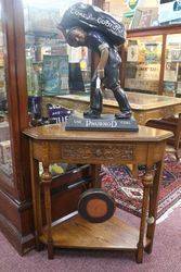 A Rare and Unusual Early 20th Century English Oak Corner Table Dinner Gong 