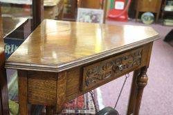 A Rare and Unusual Early 20th Century English Oak Corner Table Dinner Gong 