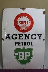 A Shell BP Agency Petrol Enamel Advertising Sign