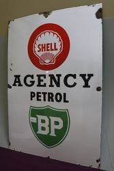 A Shell BP Agency Petrol Enamel Advertising Sign