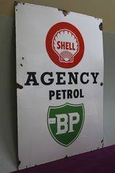 A Shell BP Agency Petrol Enamel Advertising Sign