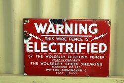 A Small Electrified Fence Warning Enamel Sign 