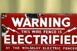 A Small Electrified Fence Warning Enamel Sign 