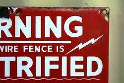 A Small Electrified Fence Warning Enamel Sign 