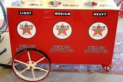 A Stunning 3 Pump Texaco Oil Cart
