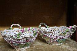 A Stunning Pair Of Dresden Baskets C1880 