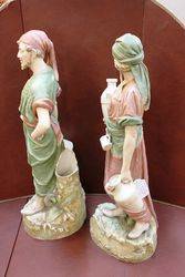 A Stunning Pair Of Large Late 19th Century Royal Dux Water Carriers Figures
