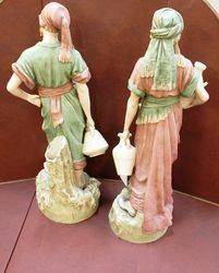 A Stunning Pair Of Large Late 19th Century Royal Dux Water Carriers Figures