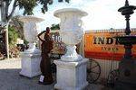 A Stunning Pair of Large Classical Marble Urns on Stands