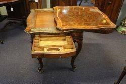 A Superb High Victorian Burr Walnut Sewing Work Table With Gilt Mounts