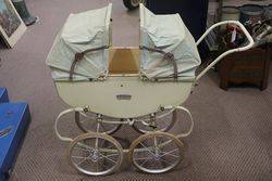 A Triang Dolls Pram Unusually Rare With Double Folding Hoods 