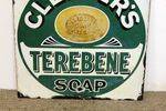 A Unique + Early Cleavers Terebene Soap Enamel Sign