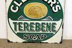 A Unique + Early Cleavers Terebene Soap Enamel Sign