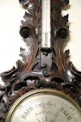 A Very Large Antique profusely carved oak barometer 