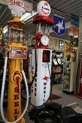 A Vintage Siam Twin Cylinder Manual Petrol Pump