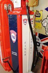 A Well Restored French Courtioux Rapide Clockface Manual Petrol Pump In Fina Livery