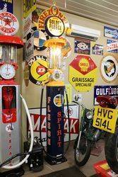 A  Rare Satam Column Petrol Pump In Golden Fleece Livery