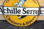 Achille Serrel Cleaners Double Sided Enamel Sign