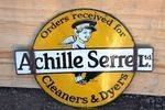 Achille Serrel Cleaners Double Sided Enamel Sign