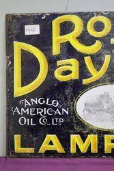 Anglo American Oil Co Royal Daylight Lamp Oil Double Sided Enamel Sign  