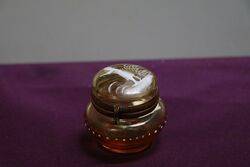 Antique Amber Glass Mary Gregory Miniature Pill Box  