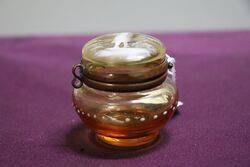 Antique Amber Glass Mary Gregory Miniature Pill Box  