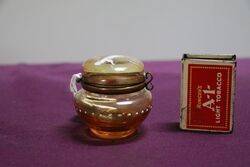 Antique Amber Glass Mary Gregory Miniature Pill Box  