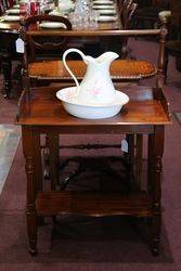 Antique Australian Cedar Washstand With Jug + Basin 