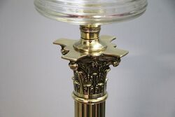 Antique Banquet Lamp on a Brass  Corinthian Column 