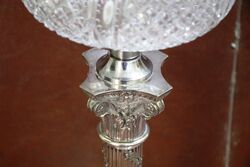 Antique Banquet Lamp on a Rare Corinthian Column 