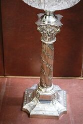 Antique Banquet Lamp on a Rare Corinthian Column 