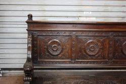 Antique Baronial Carved Oak Hall Seat 